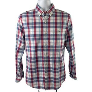 Vineyard Vines Slim Fit Tucker Shirt Mens Small Red Blue Plaid Button Down L/S